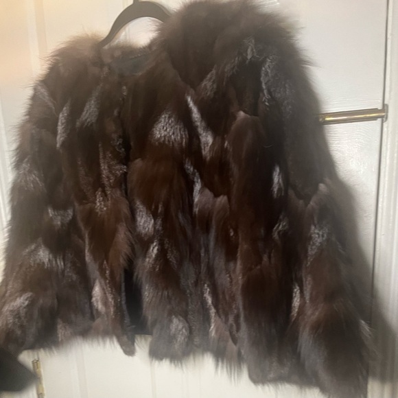 Elegant Gray & Brown Colored 
Real Fox Fur Jacket - Picture 5 of 8